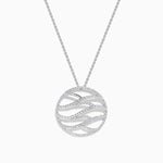 Diamond Pave Wave Pendant in 14K White Gold