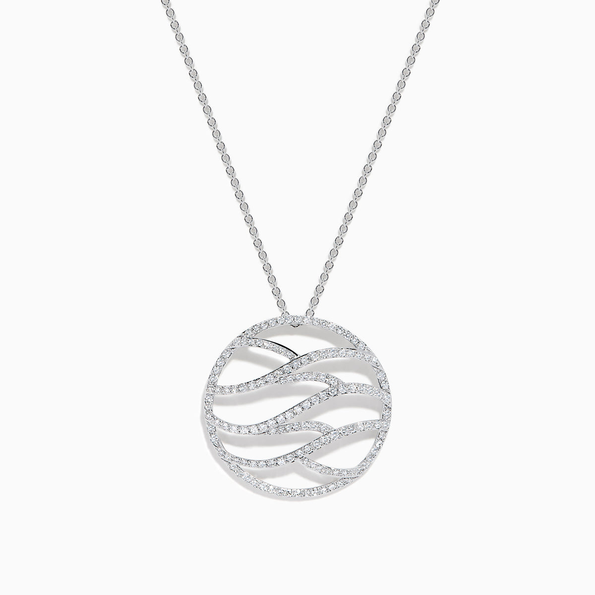 Diamond Pave Wave Pendant in 14K White Gold