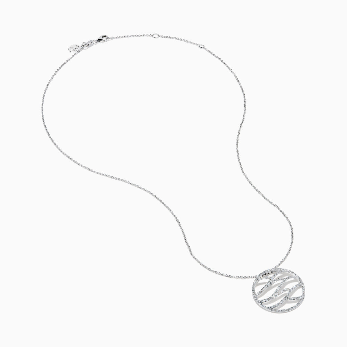 Diamond Pave Wave Pendant in 14K White Gold view 2