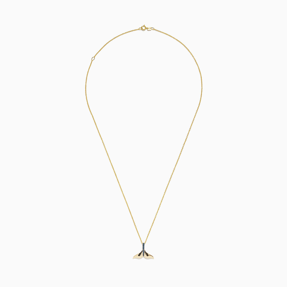 Blue Diamond Whale's Tail Pendant in 14K Yellow Gold, 0.05 ctw view 2