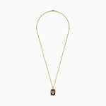 Onyx and Diamond Panther Dog Tag Pendant in 14K Yellow Gold view 3