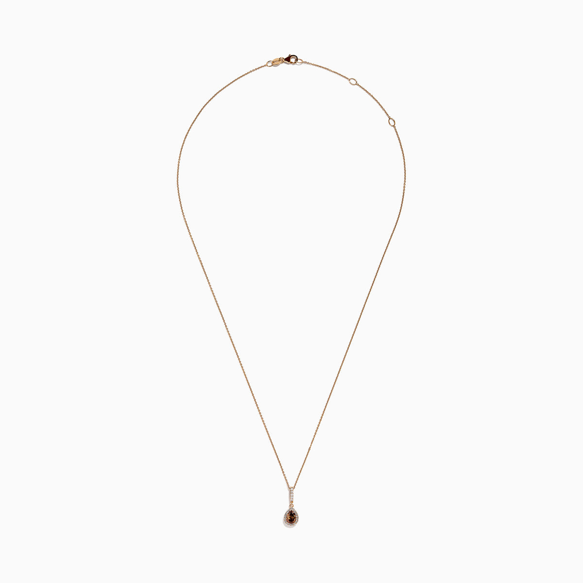 Pear Halo Brown and White Diamond Pendant in 14K Rose Gold view 3