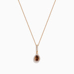 Pear Halo Brown and White Diamond Pendant in 14K Rose Gold