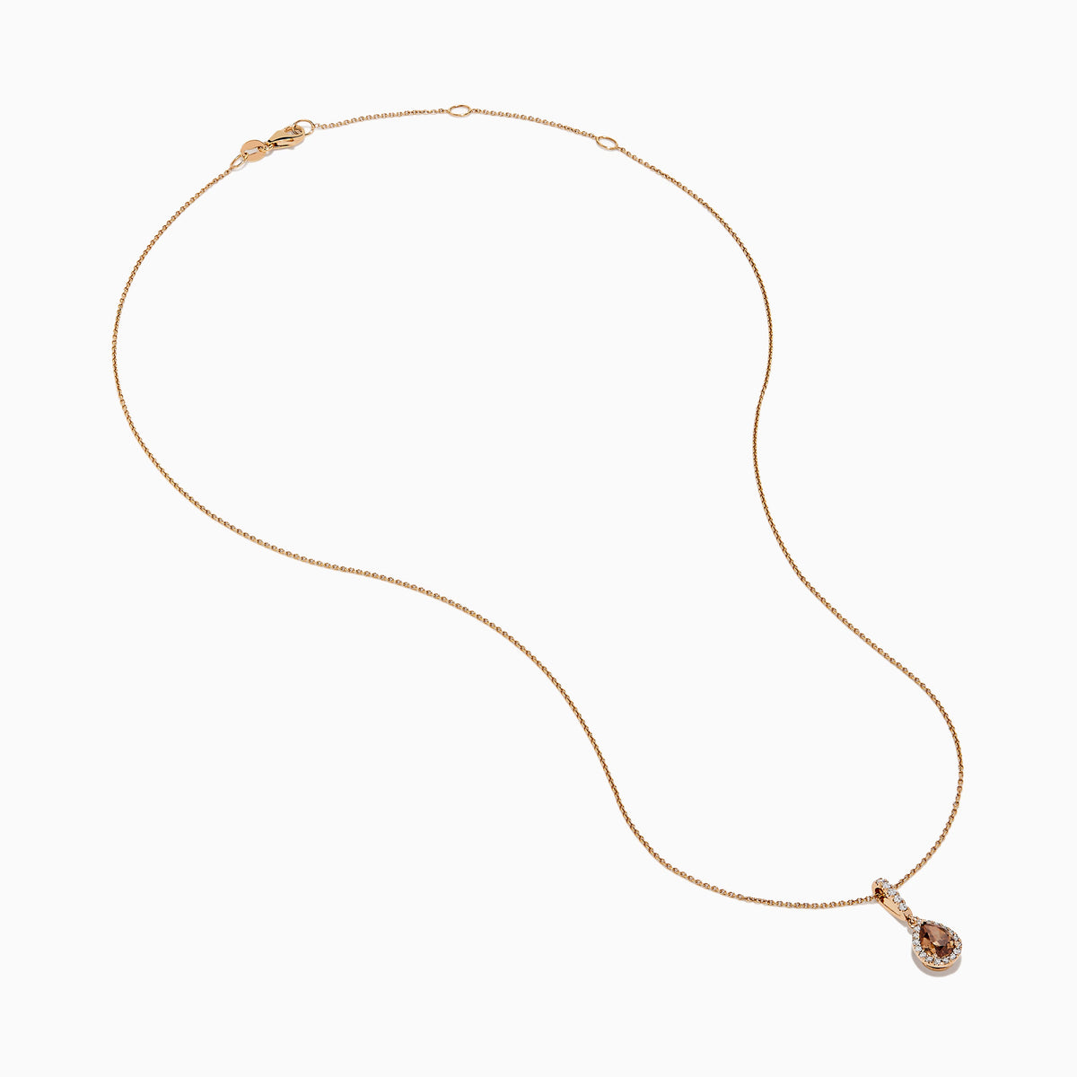 Pear Halo Brown and White Diamond Pendant in 14K Rose Gold view 2