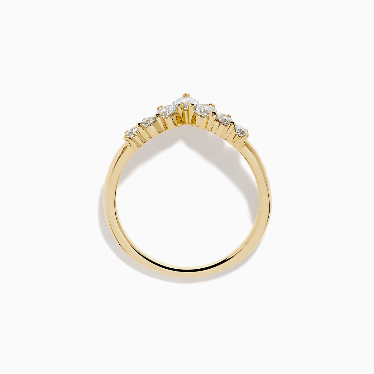 Diamond Curved Stacking Band in 14K Yellow Gold view 3