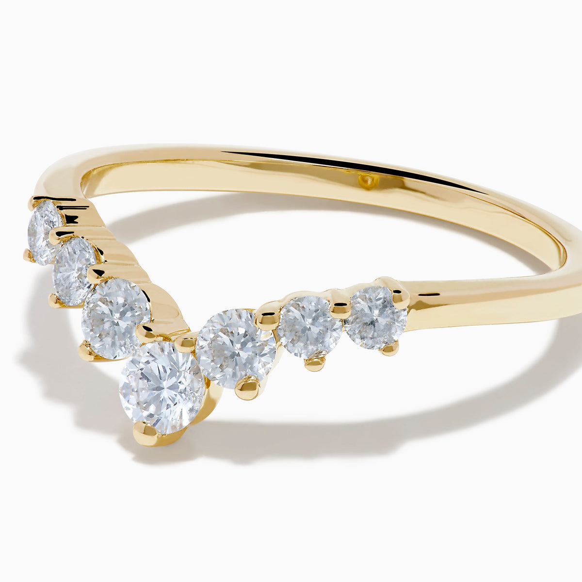 Diamond Curved Stacking Band in 14K Yellow Gold view 2