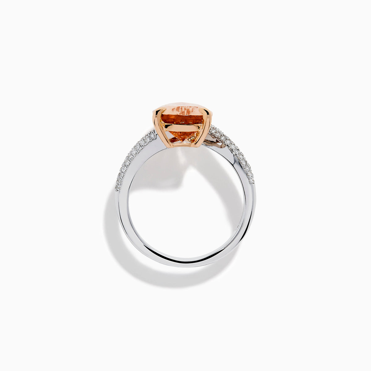 Morganite and Diamond Pear-Shaped Solitaire Ring in 14K Rose and White Gold view 3