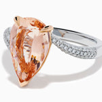 Morganite and Diamond Pear-Shaped Solitaire Ring in 14K Rose and White Gold view 2