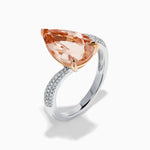 Morganite and Diamond Pear-Shaped Solitaire Ring in 14K Rose and White Gold view 5