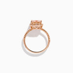 Morganite and Diamond Emerald-Cut Halo Ring in 14K Rose Gold view 3