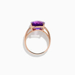 Amethyst and Diamond Solitaire Ring in 14K Rose Gold view 3