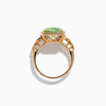 Green Amethyst and Diamond Halo Cocktail Ring in 14K Rose Gold view 3