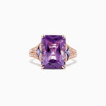 Amethyst, Tanzanite and Diamond Cocktail Ring in 14K Rose Gold, 7.60 ctw