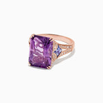 Amethyst, Tanzanite and Diamond Cocktail Ring in 14K Rose Gold, 7.60 ctw view 3