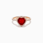 Fire Opal and Diamond Heart Halo Ring in 14K Rose Gold