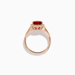 Fire Opal and Diamond Heart Halo Ring in 14K Rose Gold view 3