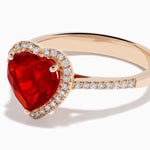 Fire Opal and Diamond Heart Halo Ring in 14K Rose Gold view 2