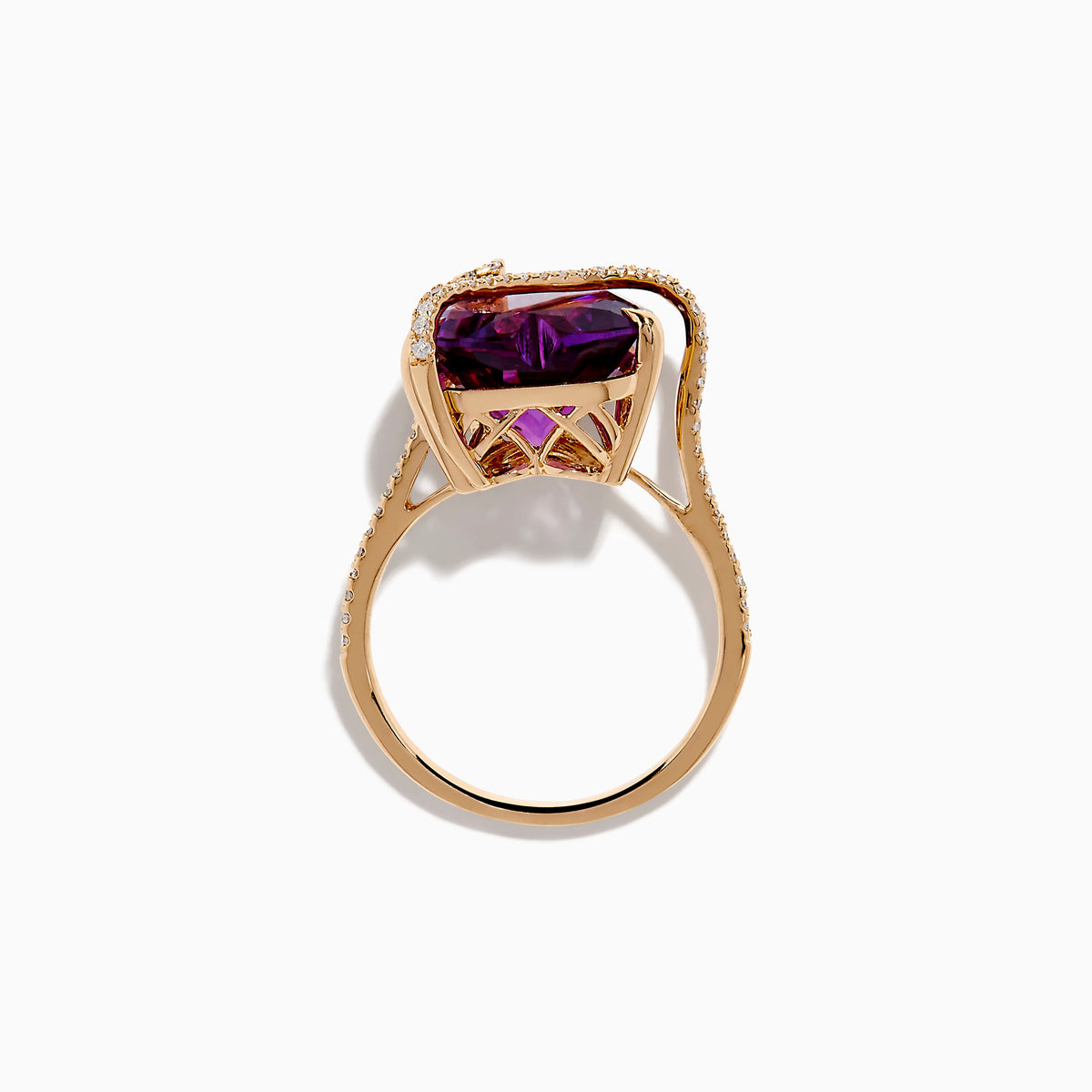 Amethyst and Diamond Heart Ring in 14K Rose Gold view 3