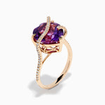 Amethyst and Diamond Heart Ring in 14K Rose Gold view 4