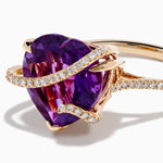 Amethyst and Diamond Heart Ring in 14K Rose Gold view 2