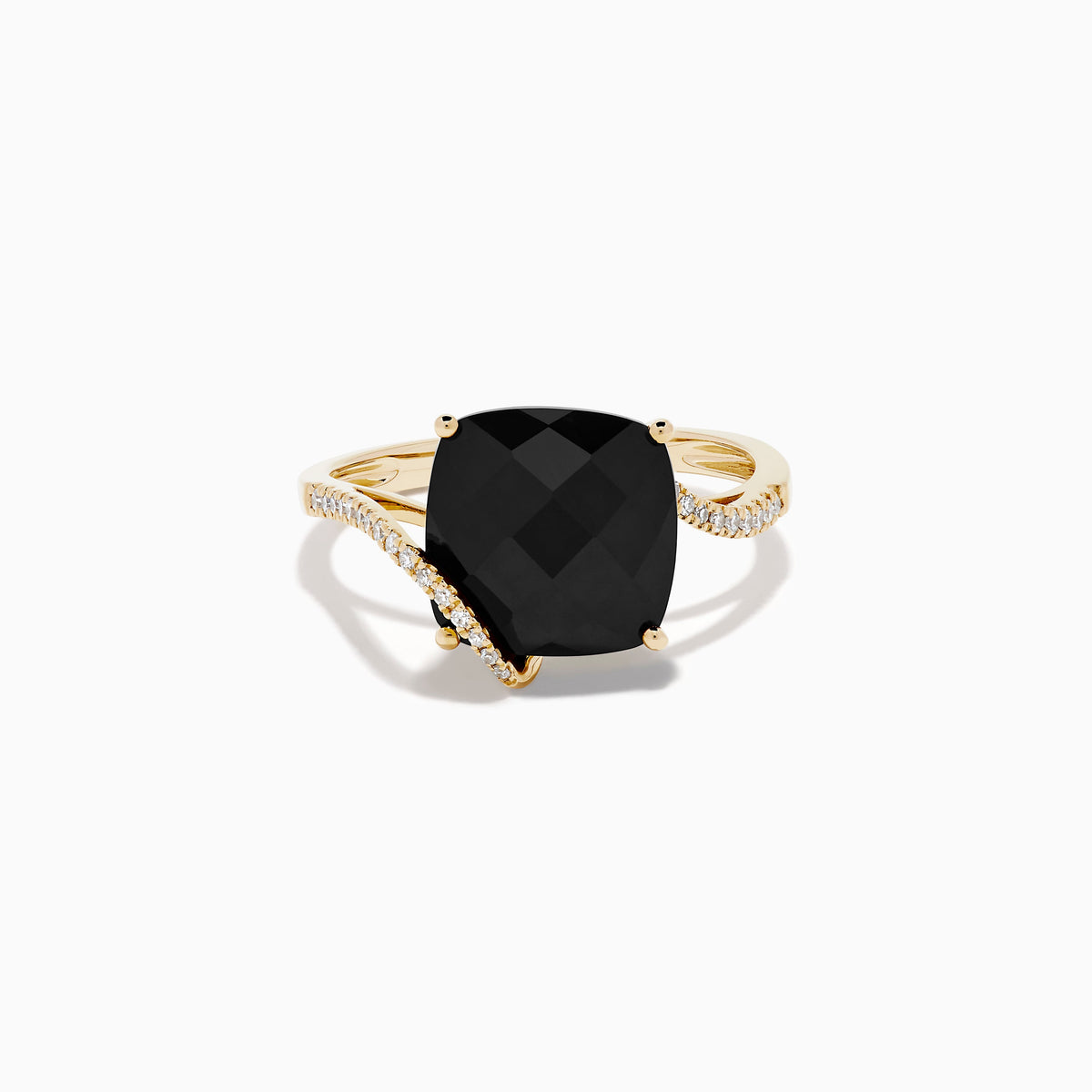 Onyx and Diamond Ring in 14K Yellow Gold