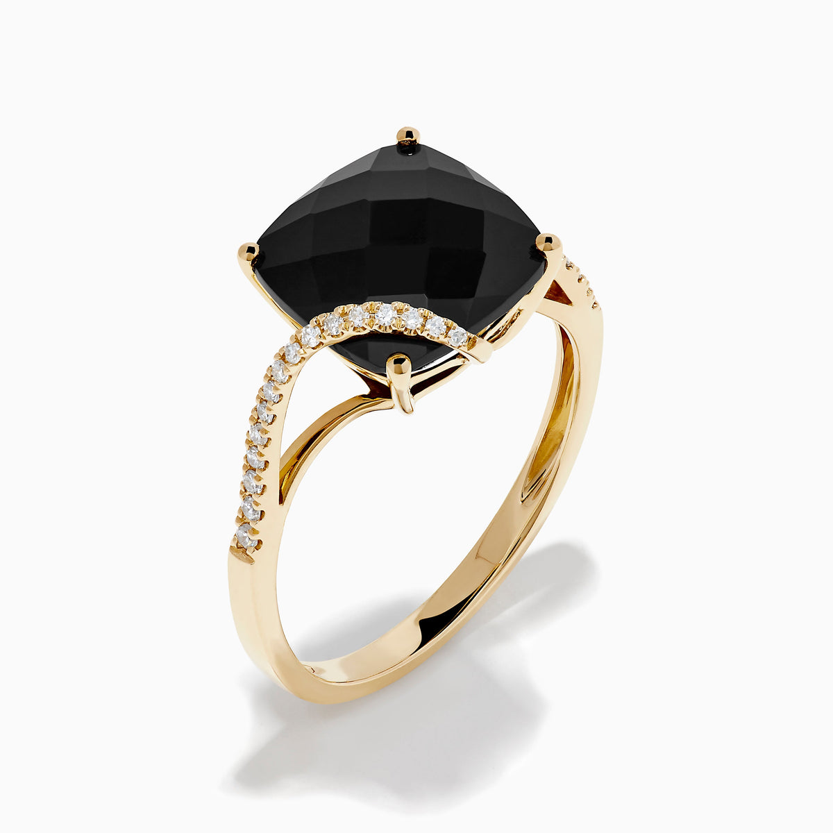 Onyx and Diamond Ring in 14K Yellow Gold view 4