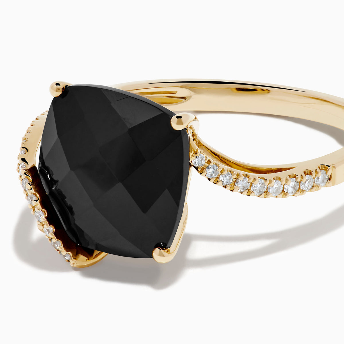 Onyx and Diamond Ring in 14K Yellow Gold view 2