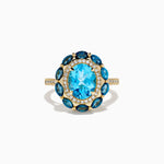 Blue Topaz and Diamond Ring in 14K Yellow Gold