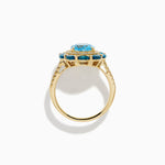 Blue Topaz and Diamond Ring in 14K Yellow Gold view 3