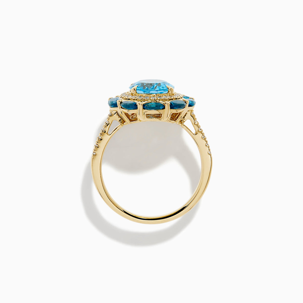 Blue Topaz and Diamond Ring in 14K Yellow Gold view 3