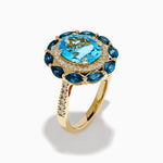 Blue Topaz and Diamond Ring in 14K Yellow Gold view 4