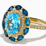 Blue Topaz and Diamond Ring in 14K Yellow Gold view 2