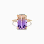 Ametrine and Diamond Emerald-Cut Cocktail Ring in 14K Yellow Gold