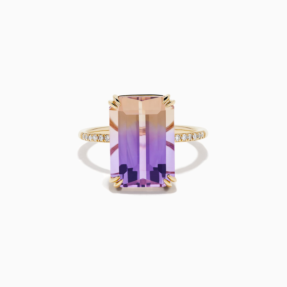 Ametrine and Diamond Emerald-Cut Cocktail Ring in 14K Yellow Gold