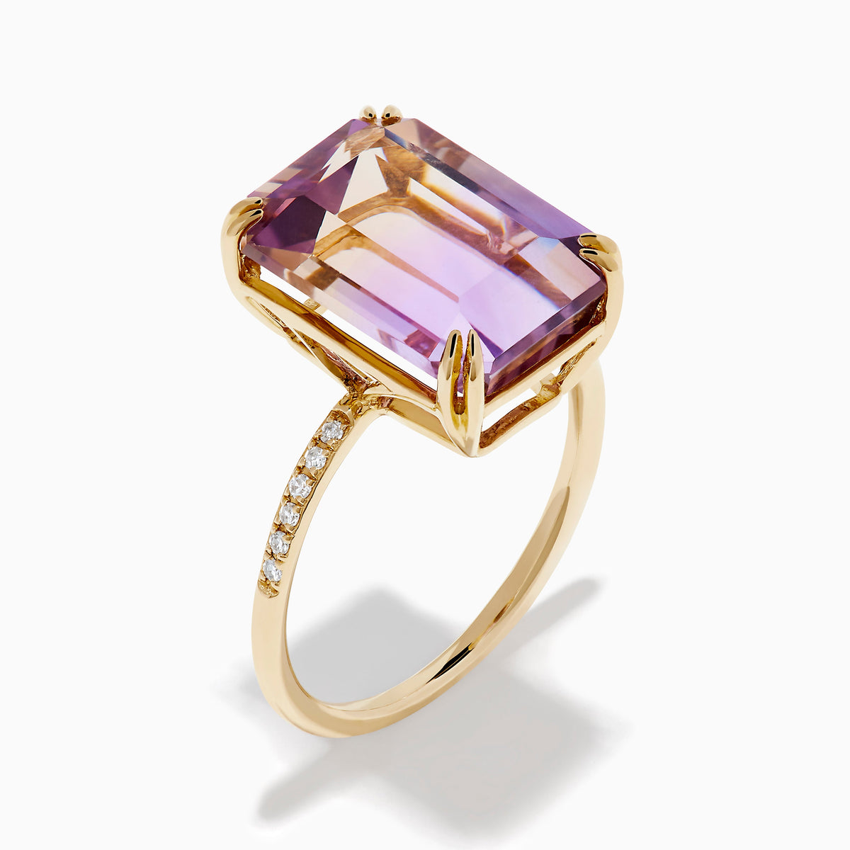 Ametrine and Diamond Emerald-Cut Cocktail Ring in 14K Yellow Gold view 4