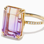 Ametrine and Diamond Emerald-Cut Cocktail Ring in 14K Yellow Gold view 2