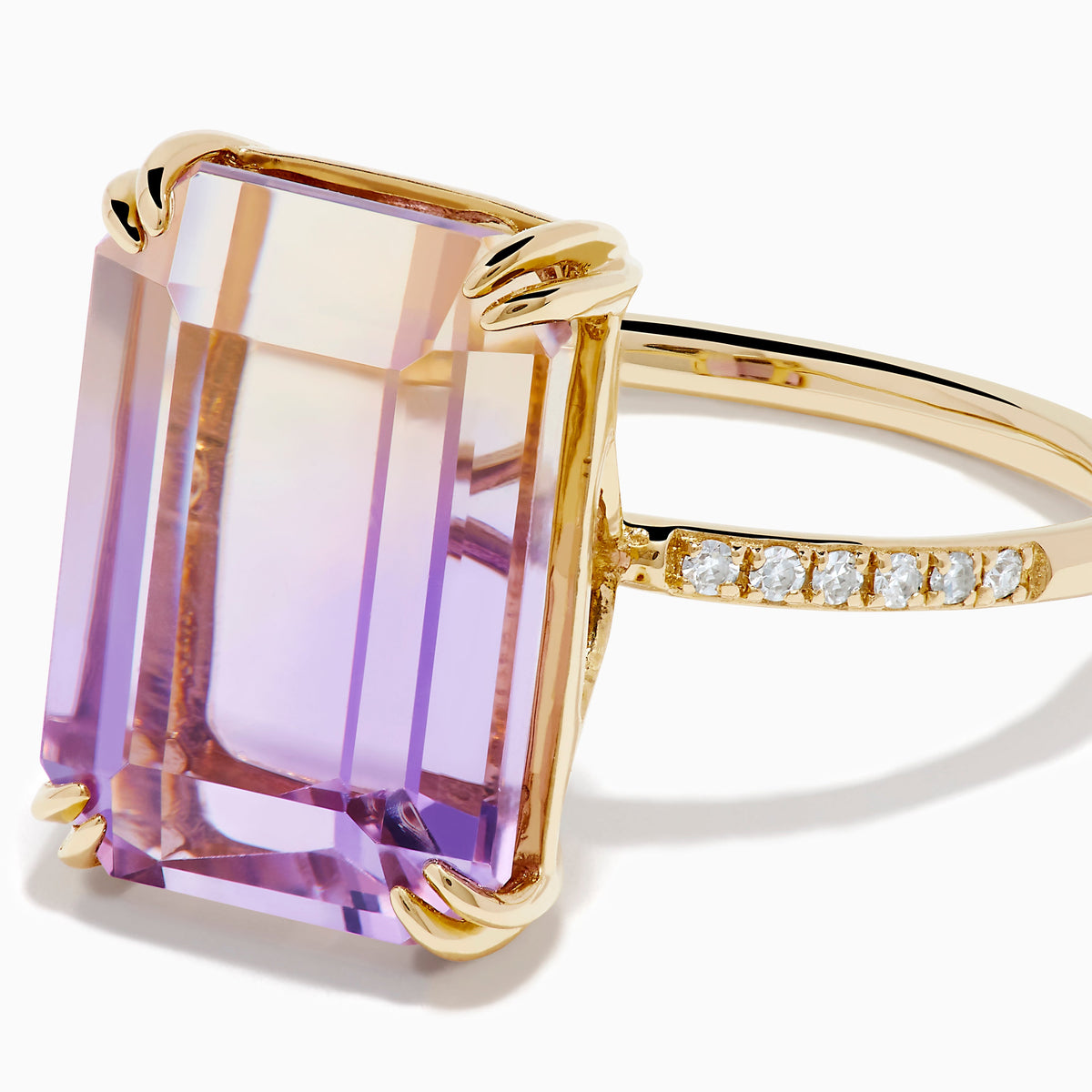 Ametrine and Diamond Emerald-Cut Cocktail Ring in 14K Yellow Gold view 2