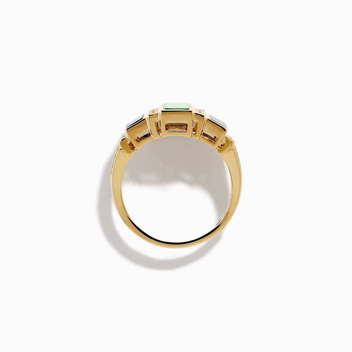 Malachite, Onyx and Diamond Art Deco Geometric Ring in 14K Yellow Gold view 3