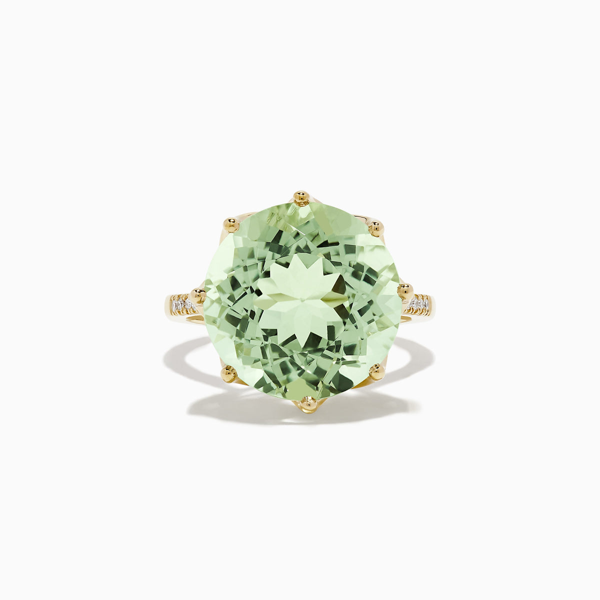 Green Amethyst and Diamond Cocktail Ring in 14K Yellow Gold, 11.95 ctw