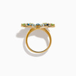 Blue Topaz, Peridot and Diamond Butterfly Ring in 14K Yellow Gold view 3