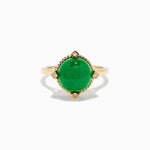 Jade and Diamond Cabochon Compass-Set Ring in 14K Yellow Gold