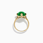 Jade and Diamond Cabochon Compass-Set Ring in 14K Yellow Gold view 3