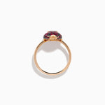 Rhodolite, Ruby and Black Diamond Ladybug Ring in 14K Rose Gold view 3