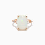 Opal and Diamond Cushion-Cut Solitaire Ring in 14K Rose Gold