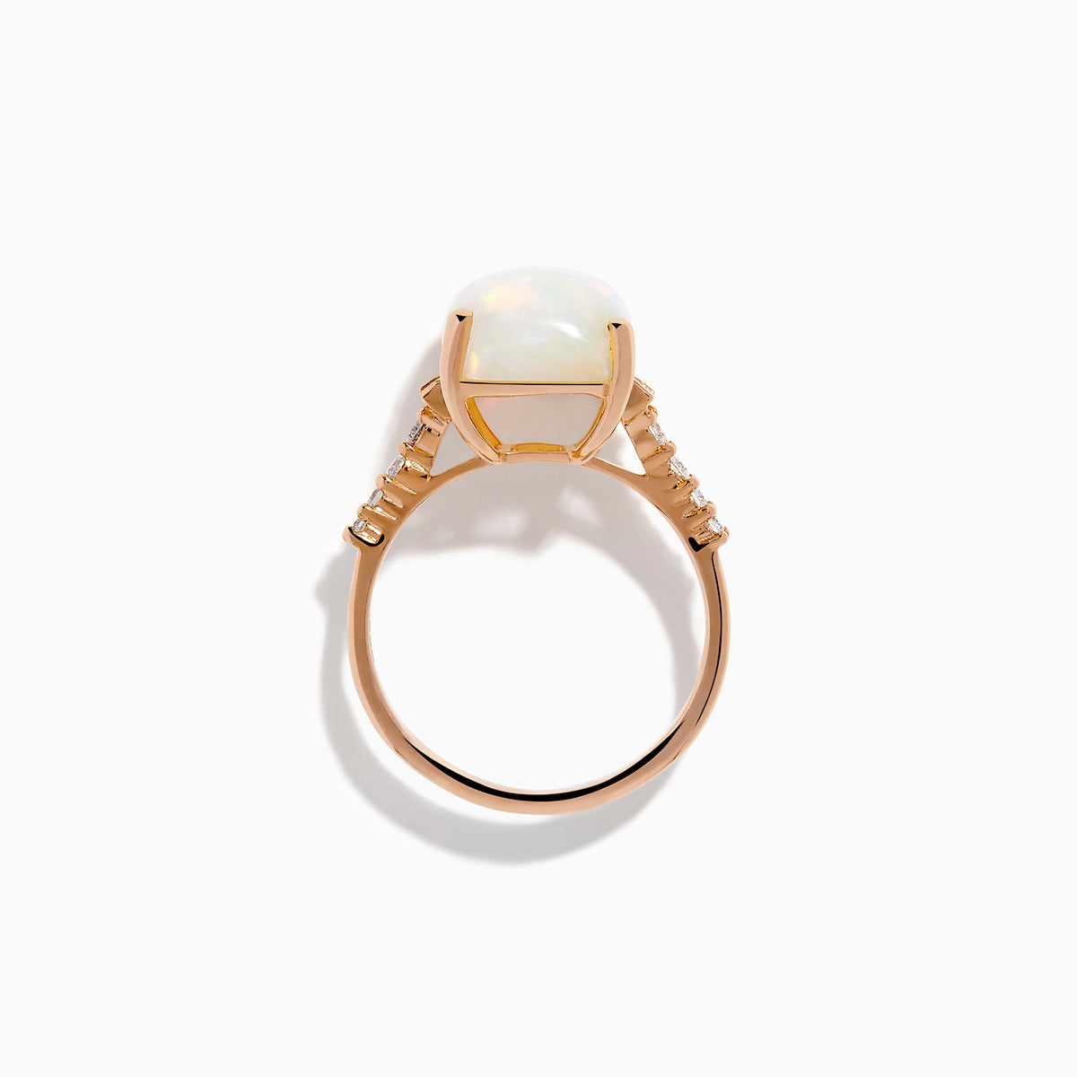 Opal and Diamond Cushion-Cut Solitaire Ring in 14K Rose Gold view 3