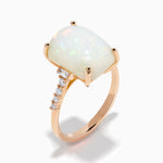 Opal and Diamond Cushion-Cut Solitaire Ring in 14K Rose Gold view 4