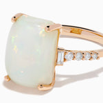 Opal and Diamond Cushion-Cut Solitaire Ring in 14K Rose Gold view 2