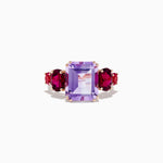 Amethyst, Rhodolite and Pink Tourmaline Ring in 14K Rose Gold