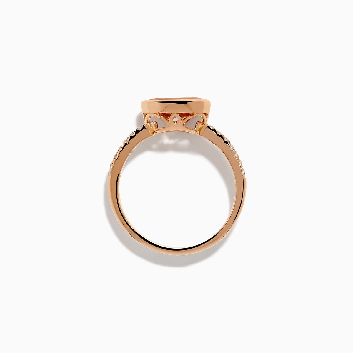 Morganite and Diamond East West Bezel Ring in 14K Rose Gold view 3