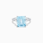 Aquamarine and Diamond Cocktail Ring in 14K White Gold
